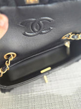Load image into Gallery viewer, Chanel 24K 2024 Collection Black Teddy Shearling Black Lambskin Mini Rectangular Flap Bag
