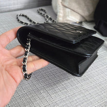 Load image into Gallery viewer, Chanel Black Caviar Classic Wallet on chain (WOC) with silver hardware
