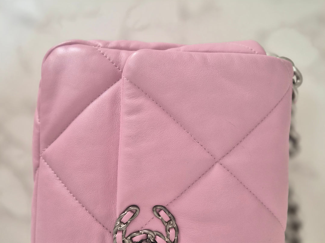 CHANEL 19 size Small in Pink Lambskin SHW 22B 2022 Flap Bag with Top Handle