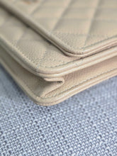 Load image into Gallery viewer, Chanel Beige Clair Caviar GHW Classic Wallet on Chain (WOC)
