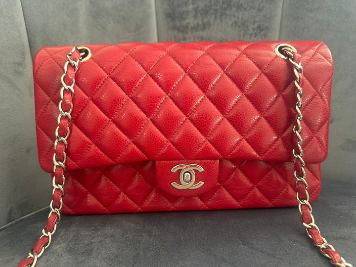 CHANEL 12A series 16 2012 Red Caviar SHW Medium Timeless ML Classic Double Flap Bag