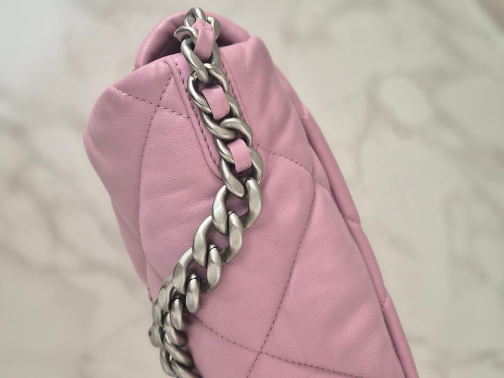 CHANEL 19 size Small in Pink Lambskin SHW 22B 2022 Flap Bag with Top Handle