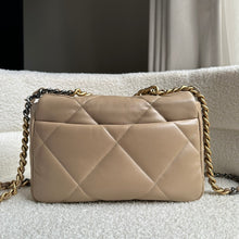 Load image into Gallery viewer, CHANEL 19 size Small in 21S collection 2021 Dark Beige Cappuccino Latte Lambskin Mixed HW Flap Bag
