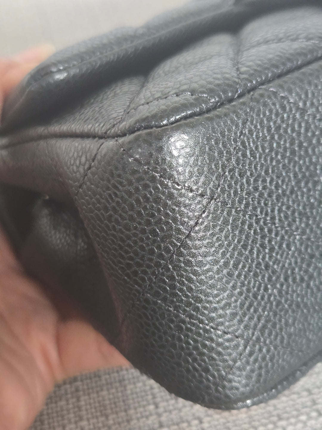 Chanel series 25 2018 Summer/Spring 18S Collection Pearly Dark Grey Caviar LGHW Mini Rectangular Flap Bag