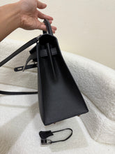 Load image into Gallery viewer, Hermes Kelly 28 in Black Noir Epsom Sellier Leather PHW Stamp R 2014
