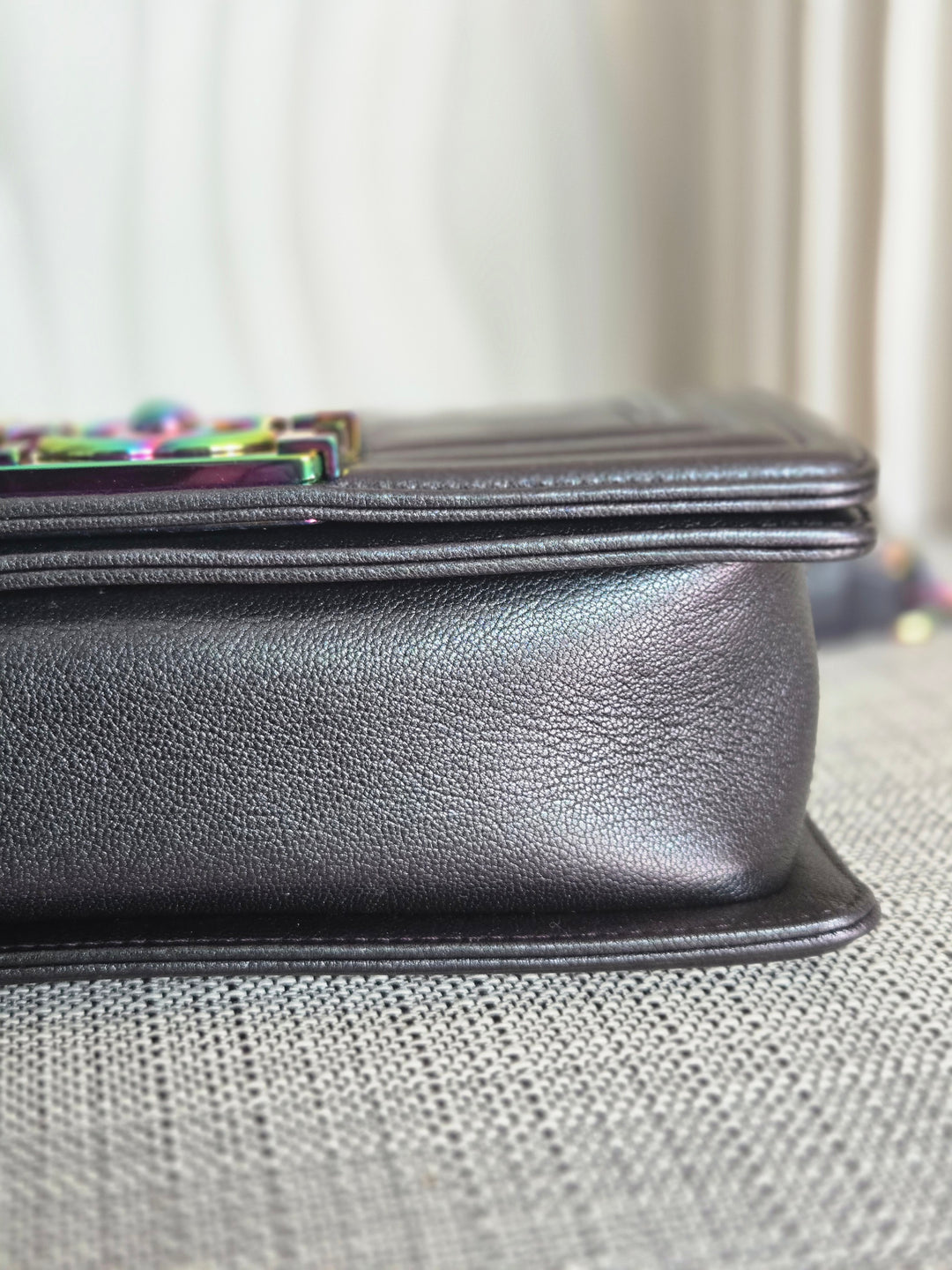 CHANEL series 21 16C Collection Iridescent Purple Calf skin Mermaid rainbow hardware SMALL Le Boy Flap Bag