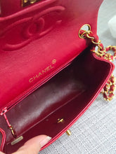 Load image into Gallery viewer, Chanel series 1 Red Lambskin 24K GHW Vintage Classic Mini Flap Bag
