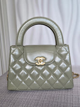 Load image into Gallery viewer, CHANEL Sage Khaki Green Glazed Calfskin Aged GHW Nano Kelly Shopping Bag size Small (19cms)
