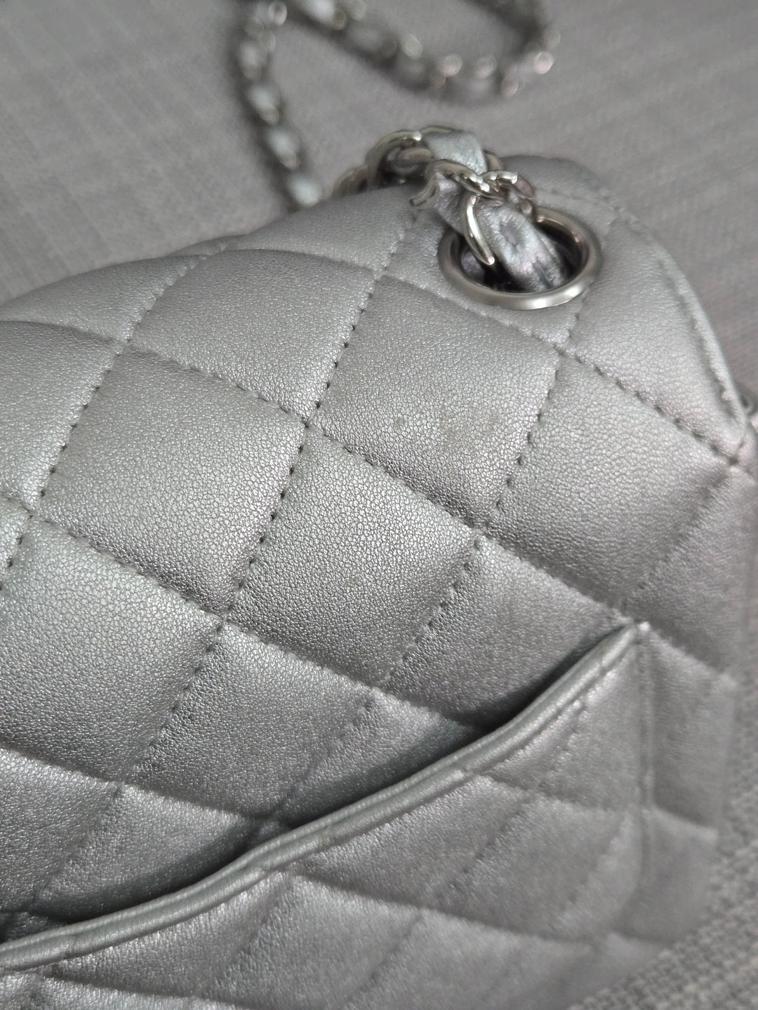 Chanel Series 31 21P 2021 Pre Spring/Summer Collection Iridescent Silver lambskin SHW Square Mini Flap Bag