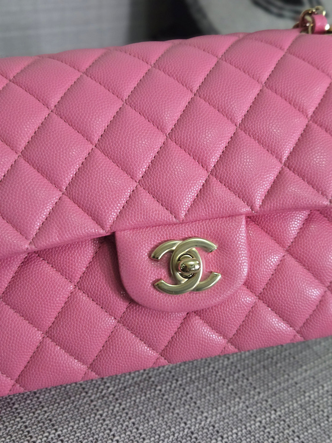 Chanel 21P 2021 Pre spring/summer collection Pink Caviar Champagne GHW 11.12 Timeless Classic Medium ML Double Flap Bag