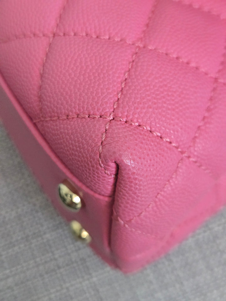 Chanel series 31 21P 2021 Pre Spring/Summer Collection Pink Caviar Coco Handle Flap Bag with Top Handle and Detachable Strap size Small