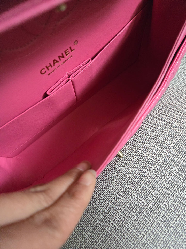 Chanel 21P 2021 Pre spring/summer collection Pink Caviar Champagne GHW 11.12 Timeless Classic Medium ML Double Flap Bag