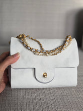 Load image into Gallery viewer, CHANEL Pearl Twist Pearly Silver Light Blue Lambskin Mini Flap Bag

