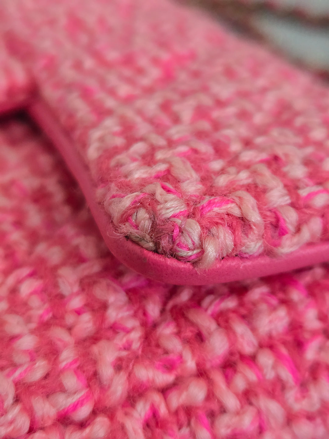 Chanel 22B 2022 Fall/Winter Fuchsia/Light Pink/Dark Pink Tweed Mini Rectangular Flap Bag with Champagne GHW