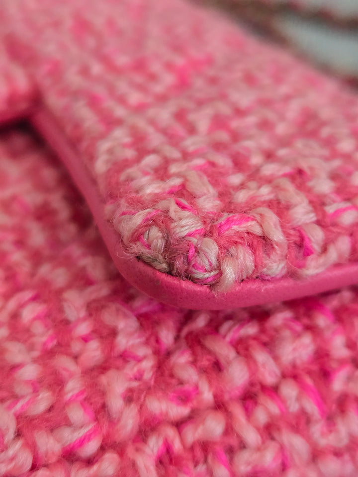 Chanel 22B 2022 Fall/Winter Fuchsia/Light Pink/Dark Pink Tweed Mini Rectangular Flap Bag with Champagne GHW