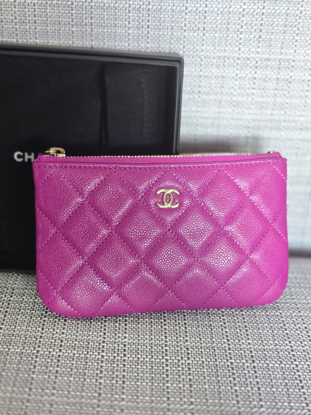Chanel 2023 23C collection Purple Caviar LGHW Mini O Case/Pouch