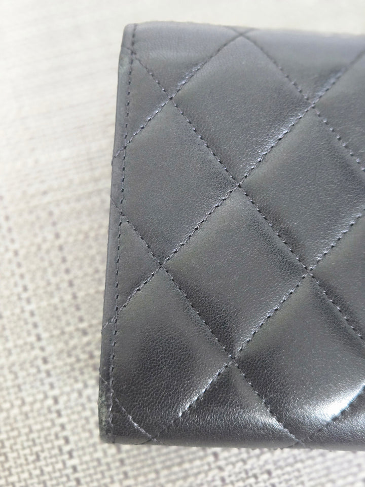 Chanel series 24 Black Lambskin SHW Full size Sarah Wallet