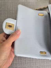 Load image into Gallery viewer, CHANEL Pearl Twist Pearly Silver Light Blue Lambskin Mini Flap Bag
