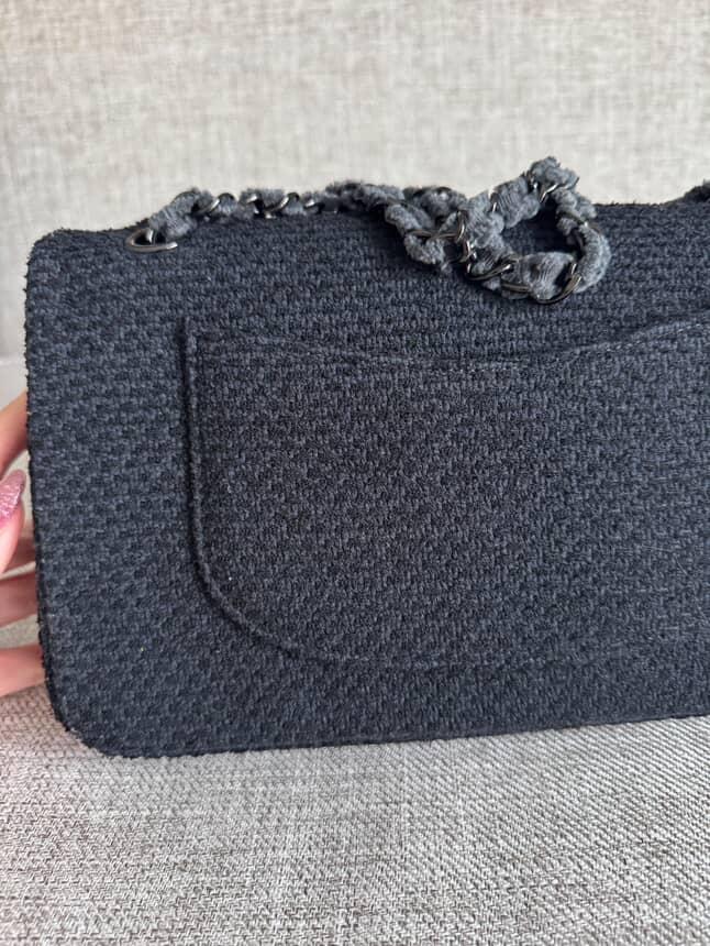 CHANEL 23C 2023 Embroidered Flower Tweed Medium Classic Flap Bag
