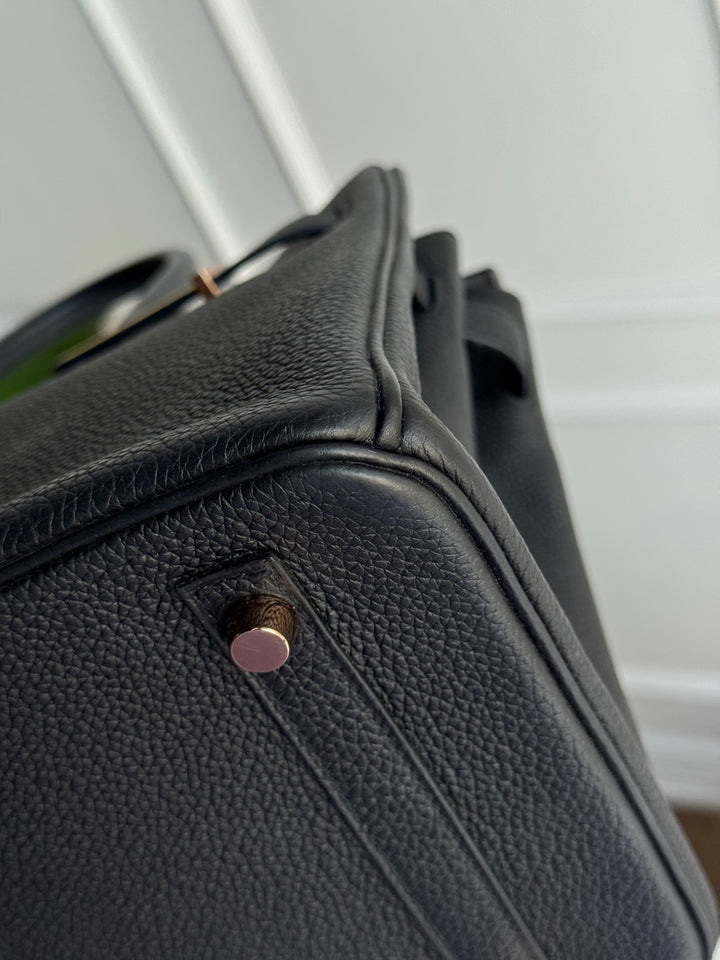 Hermes Noir/Black Togo Leather RGHW Rose gold hardware Birkin 30 Stamp Z 2021