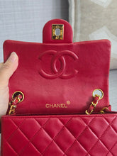 Load image into Gallery viewer, Chanel series 1 Red Lambskin 24K GHW Vintage Classic Mini Flap Bag
