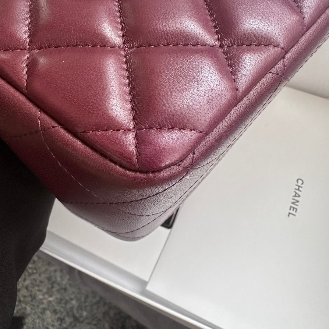 CHANEL series 16 Burgundy Lambskin LGHW Jumbo Timeless Classic Double Flap Bag 2012