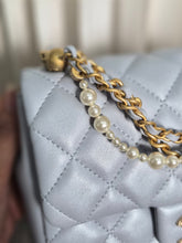 Load image into Gallery viewer, CHANEL Pearl Twist Pearly Silver Light Blue Lambskin Mini Flap Bag
