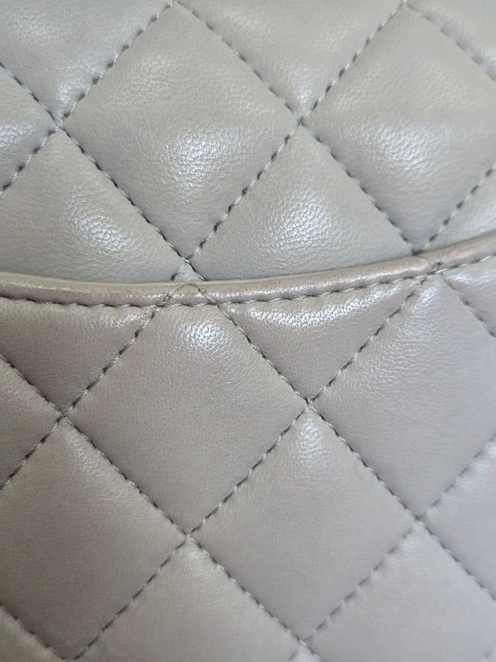 CHANEL 21A light Grey Lambskin Aged GHW Mini Rectangular Flap Bag with Top Handle