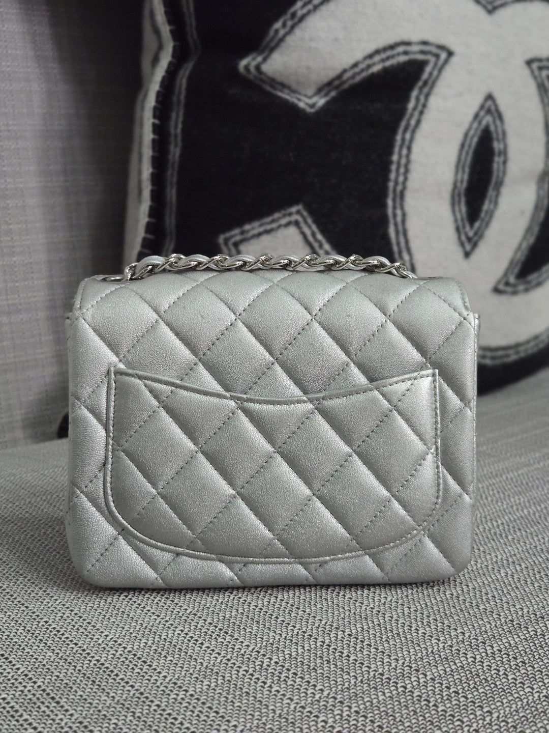 Chanel Series 31 21P 2021 Pre Spring/Summer Collection Iridescent Silver lambskin SHW Square Mini Flap Bag