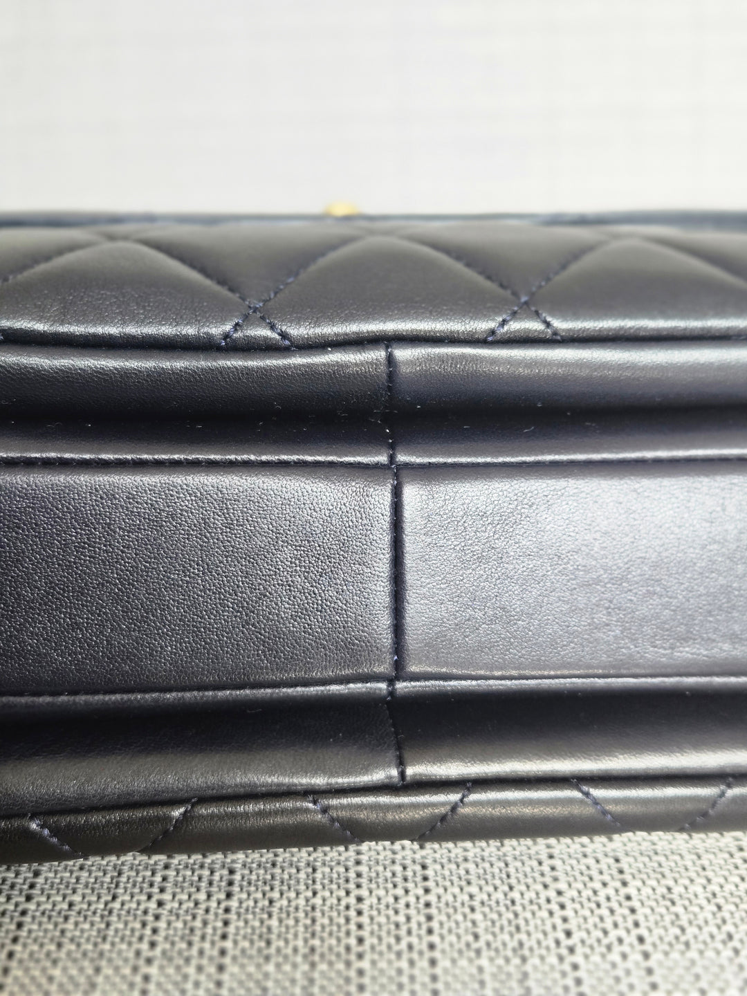 Chanel series 28 2019 Navy Lambskin Champagne GHW Trendy CC Flap Bag size Small with Detachable Strap