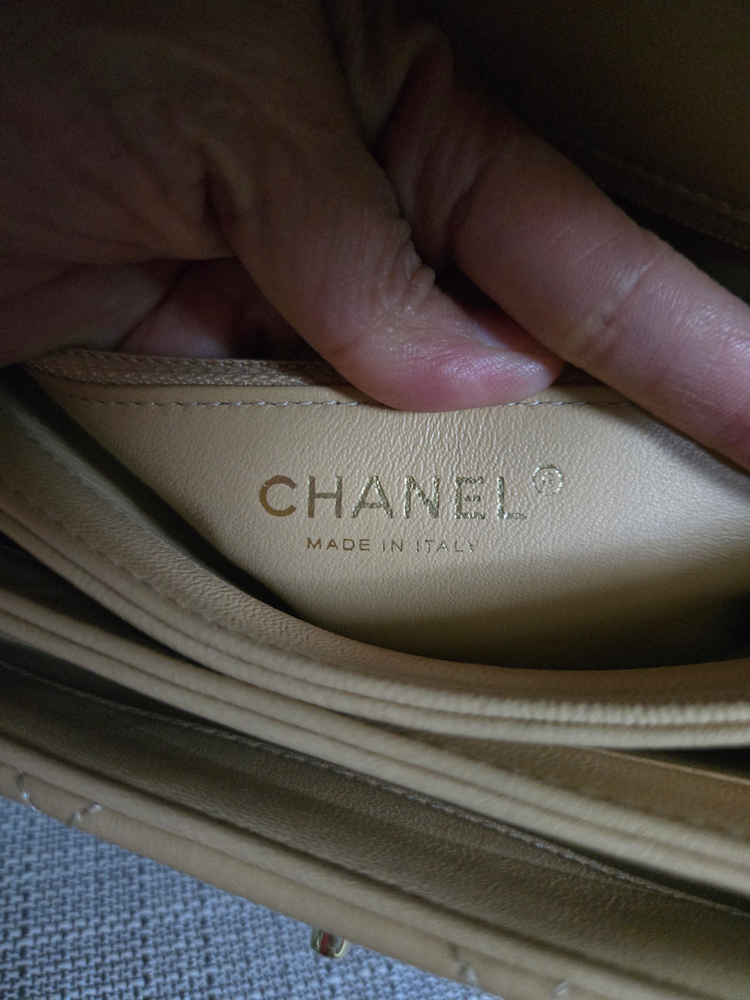 Chanel series 26 2018 Beige Lambskin Trendy CC Flap Bag with Top Handle Size Small with Champagne GHW and detachable Shoulder strap