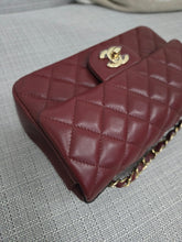 Load image into Gallery viewer, Chanel 23S 2023 Spring/Summer Collection Burgundy Lambskin Classic Mini Rectangular Flap Bag with Champagne GHW
