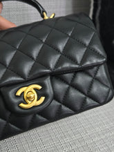 Load image into Gallery viewer, Chanel Black Lambskin GHW Top Handle Mini Rectangular Flap Bag
