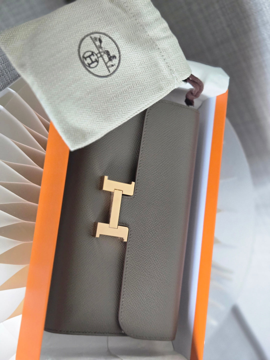 Hermes Constance to Go Long Wallet in Gris Etain Epsom Leather GHW Stamp Z 2021