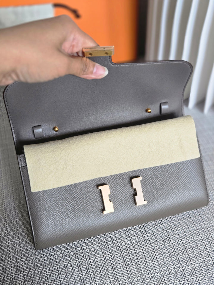 Hermes Constance to Go Long Wallet in Gris Etain Epsom Leather GHW Stamp Z 2021