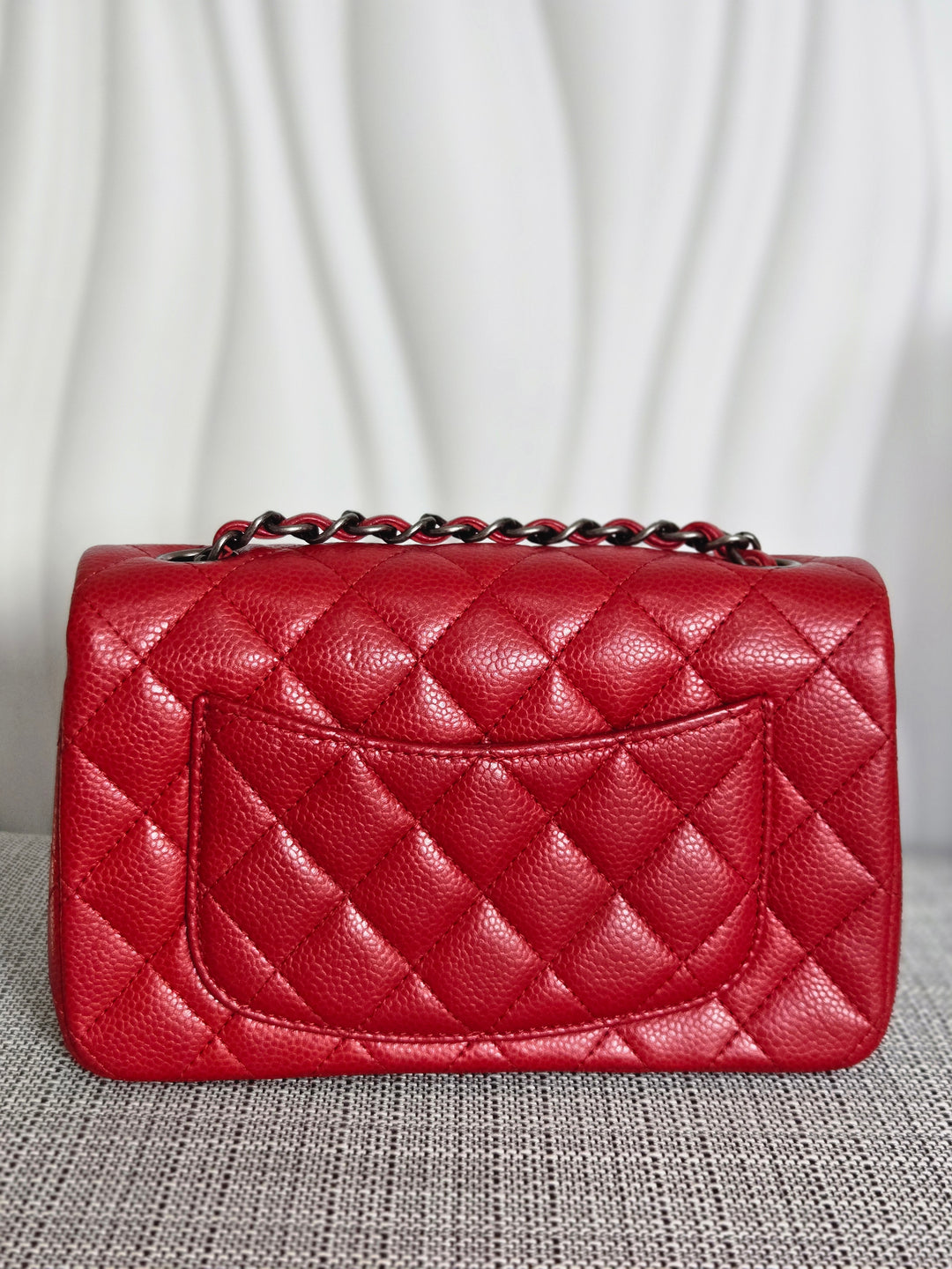 CHANEL series 21 15B collection Red lipstick caviar Ruthenium Hardware Mini Rectangular Flap Bag 2015 15B collection