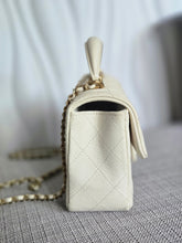 Load image into Gallery viewer, CHANEL 21S Series 31 White Caviar Aged GHW Top Handle Mini Rectangular Flap Bag
