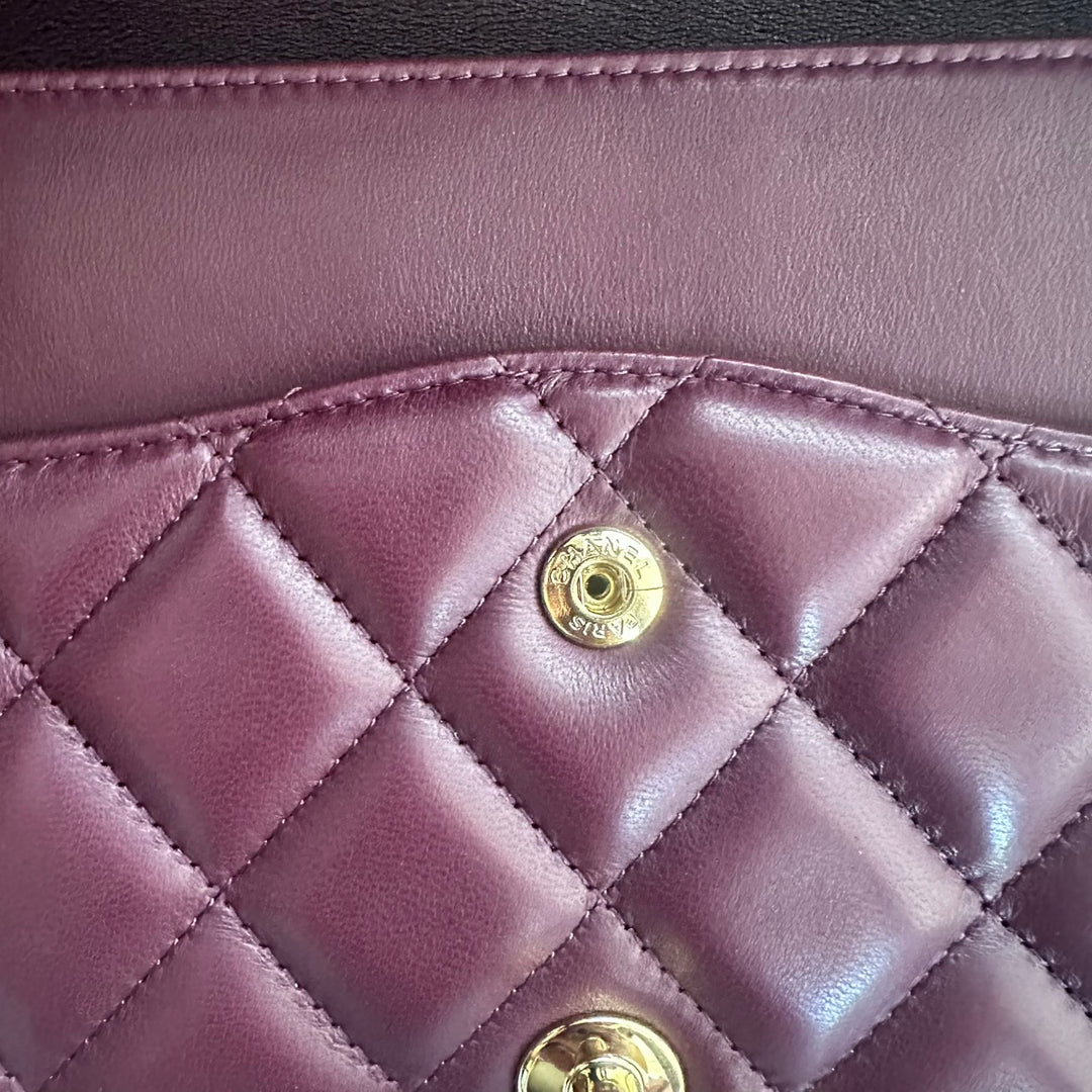CHANEL series 16 Burgundy Lambskin LGHW Jumbo Timeless Classic Double Flap Bag 2012