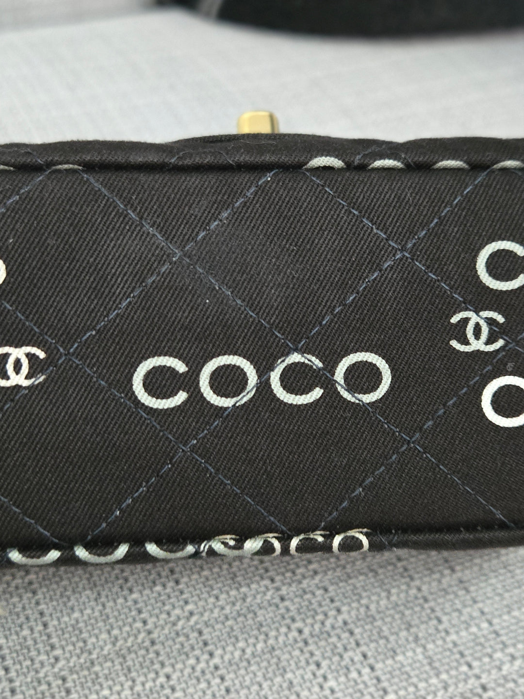 Chanel series 7 2002/2003 Black Canvas Quilted “COCO” Medium Classic Flap Light Gold Hardware