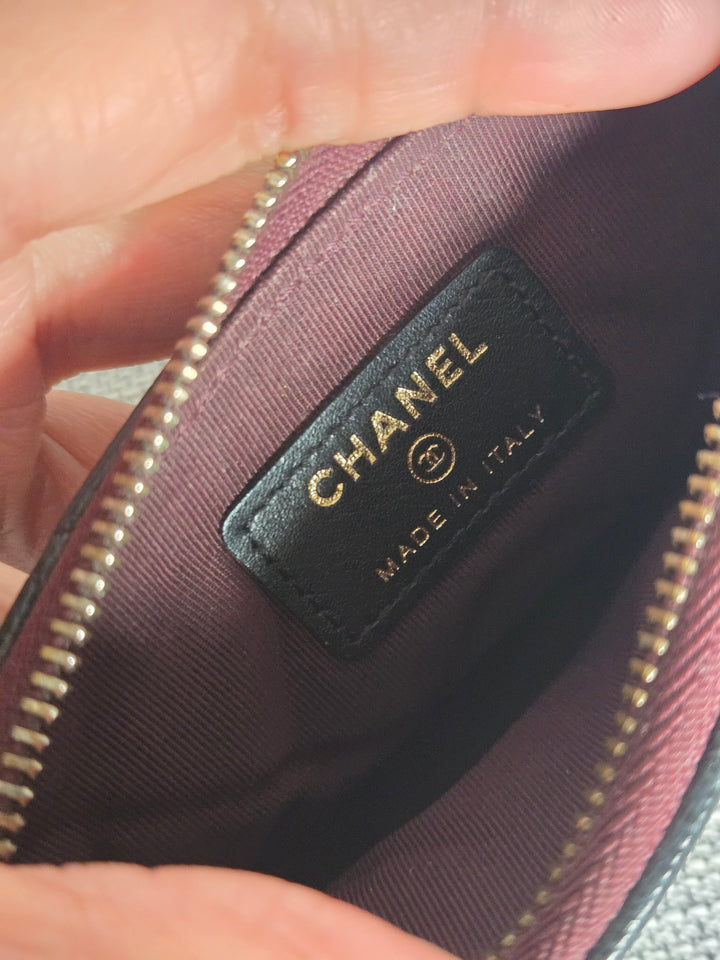 Chanel series 24 Black Caviar LGHW Mini O Case/Pouch