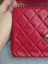 Load image into Gallery viewer, Chanel series 1 Red Lambskin 24K GHW Vintage Classic Mini Flap Bag
