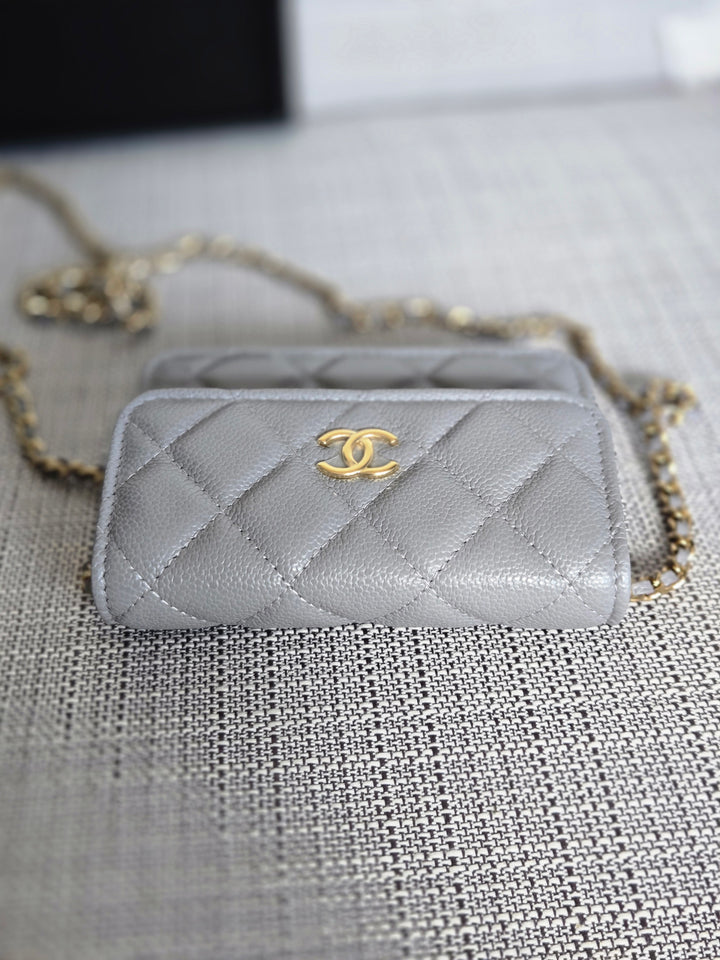Chanel COCO 20B Collection Grey caviar Small Vanity flap bag
