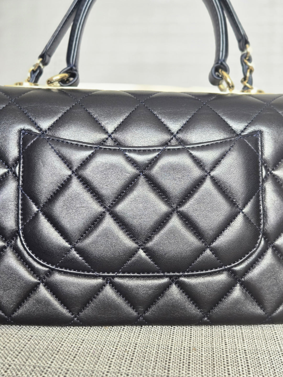 Chanel series 28 2019 Navy Lambskin Champagne GHW Trendy CC Flap Bag size Small with Detachable Strap