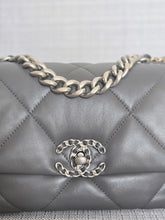 Load image into Gallery viewer, Chanel 19 size Small From 2022 in Dark grey Lambskin Mixed GHW with Silver colourway Flap Bag with Top Handle
