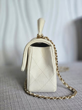 Load image into Gallery viewer, CHANEL 21S Series 31 White Caviar Aged GHW Top Handle Mini Rectangular Flap Bag
