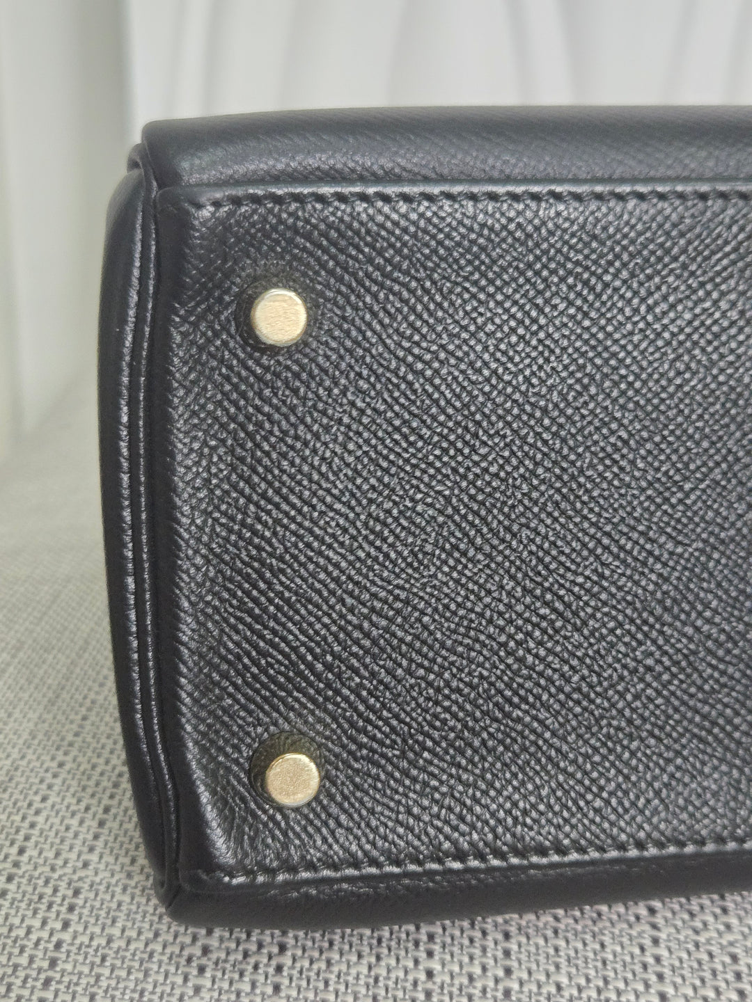 Hermes Noir/Black Epsom Leather GHW Kelly 28 stamp N 2010
