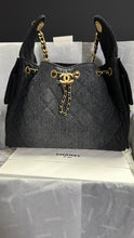 Load image into Gallery viewer, Chanel 25 Hobo Bag with Aged GHW size Small in Black Denim 25S Summer/Spring Collection
