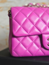 Load image into Gallery viewer, Chanel 21C 2021 Cruise Collection Purple Lambskin Champagne GHW Mini rectangular flap bag
