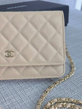 Load image into Gallery viewer, Chanel Beige Clair Caviar GHW Classic Wallet on Chain (WOC)
