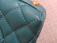 Load image into Gallery viewer, CHANEL series 27 2018 Teal caviar aged GHW SMALL coco handle flap bag with detachable strap
